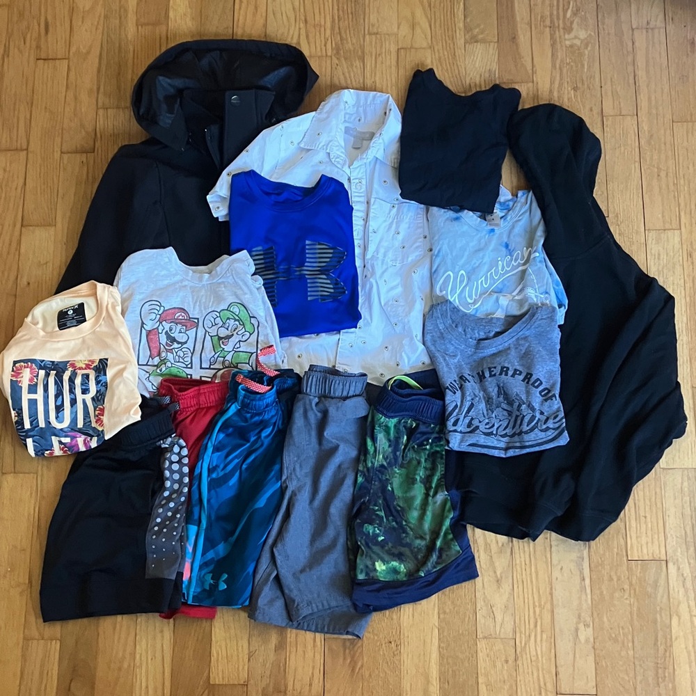 Lot of 14, boys small clothing, includes Black Urban Republic Softshell Jacket
